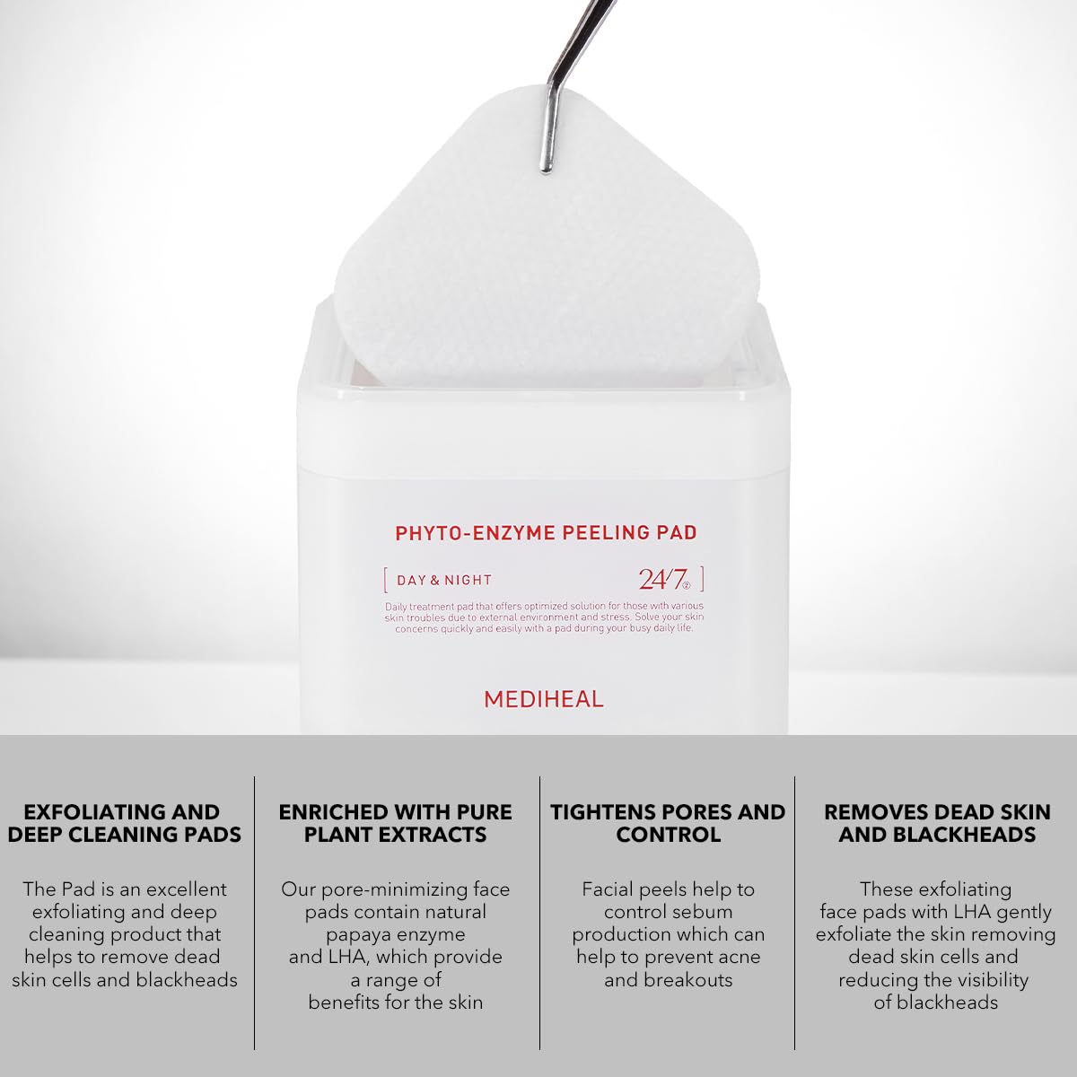 Pads soaked with nourishing solution ready for use with Mediheal Phyto Enzyme Pad.