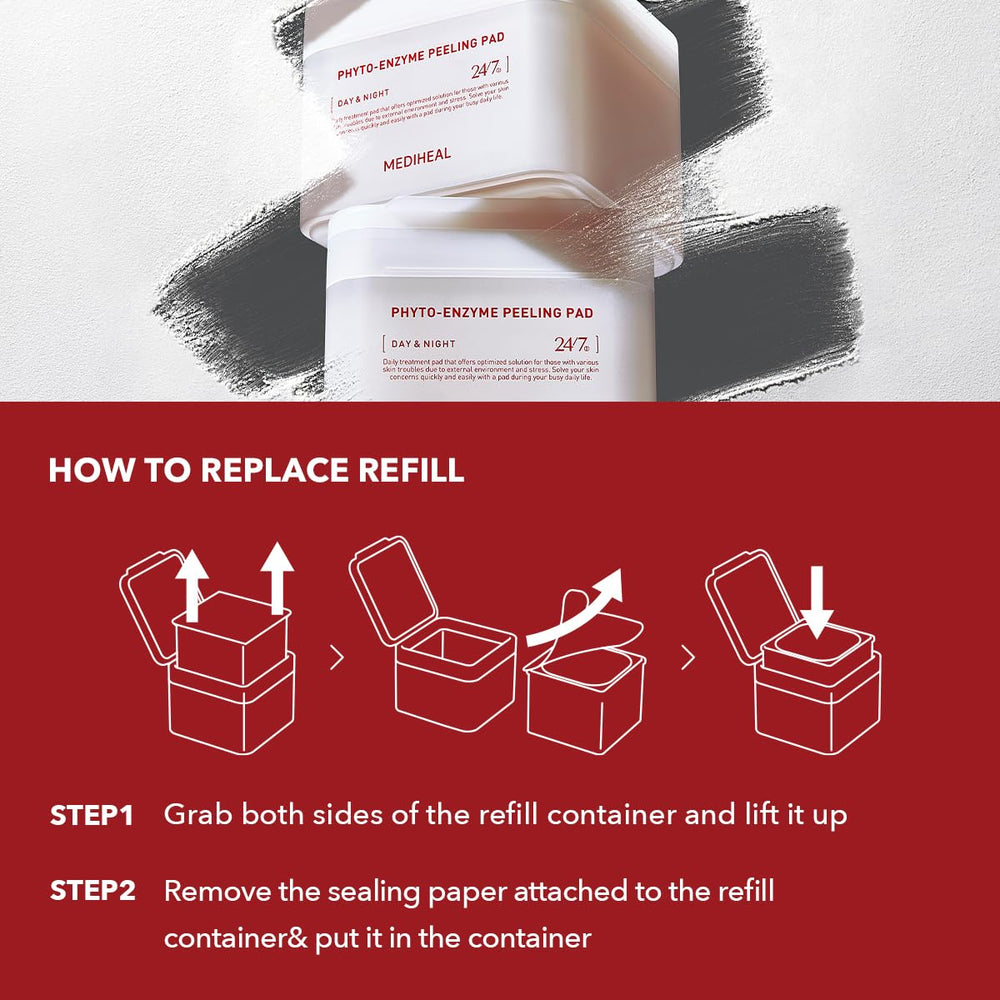 Mediheal Phyto Enzyme Pad refill on vanity display for easy routine refresh.