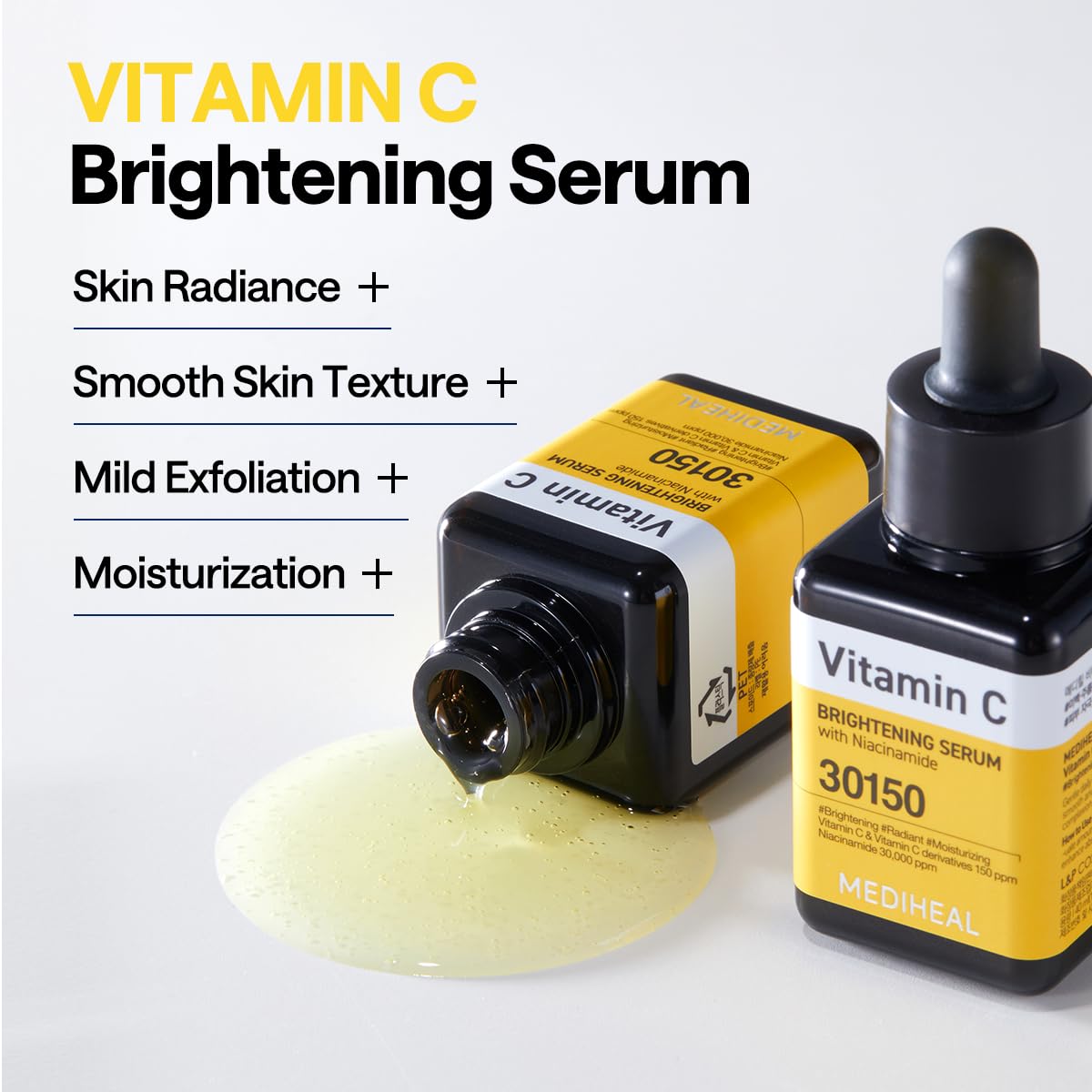 Mediheal Sérum Vitamine C — Application visage rapide pour routine quotidienne.