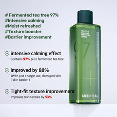 Mediheal Teatree Toner — texture eau-type qui s'absorbe rapidement.