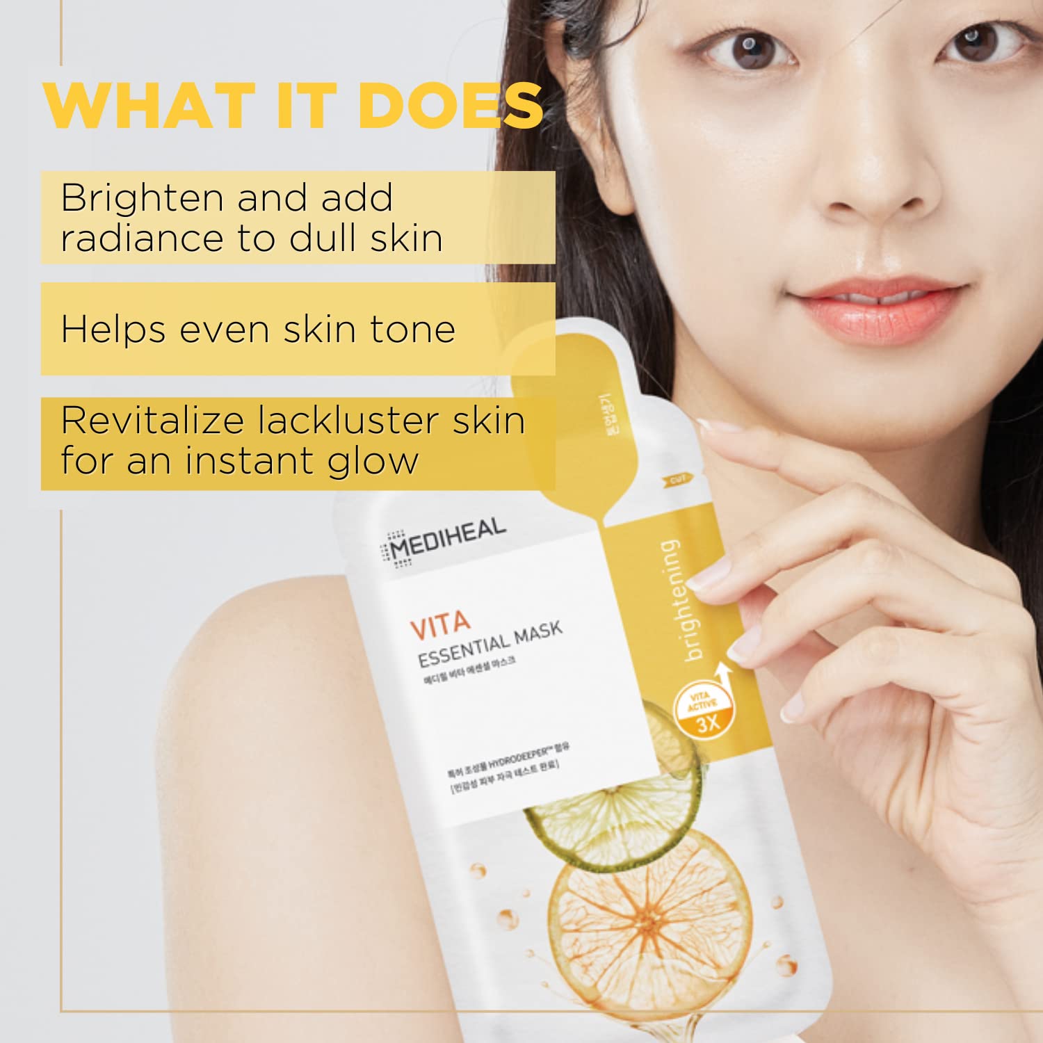 Mediheal Vita Essential: vitamine-active pour une peau plus lumineuse.