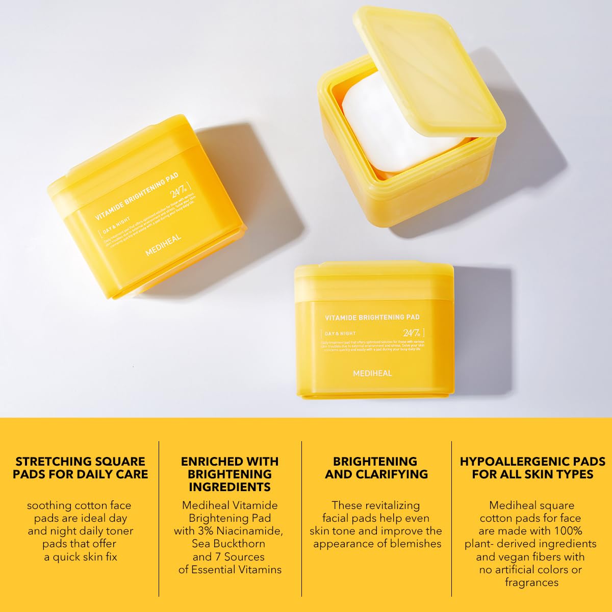 Mediheal Vitamide Brightening Pad Refill — pad prêt à l'application sur le visage.