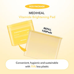 Mediheal Vitamide Brightening Pad Refill — texture coton doux pour soin du visage.