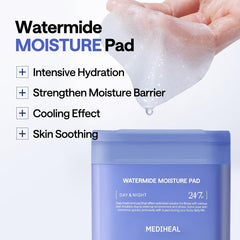 Mediheal Watermide Pad application visage sur peau propre.