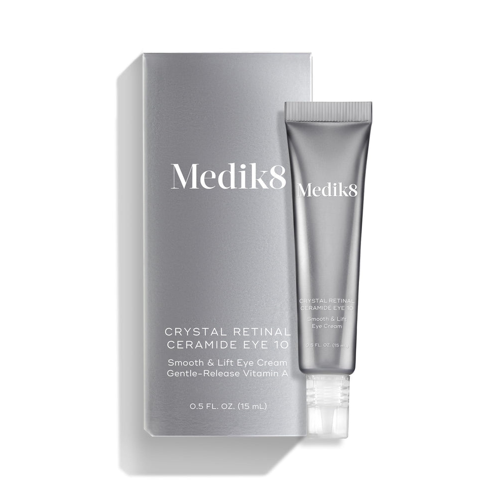 Medik8 Crystal Retinal Ceramide Yeux 10 – étui élégant, emballage pratique pour la routine beauté.