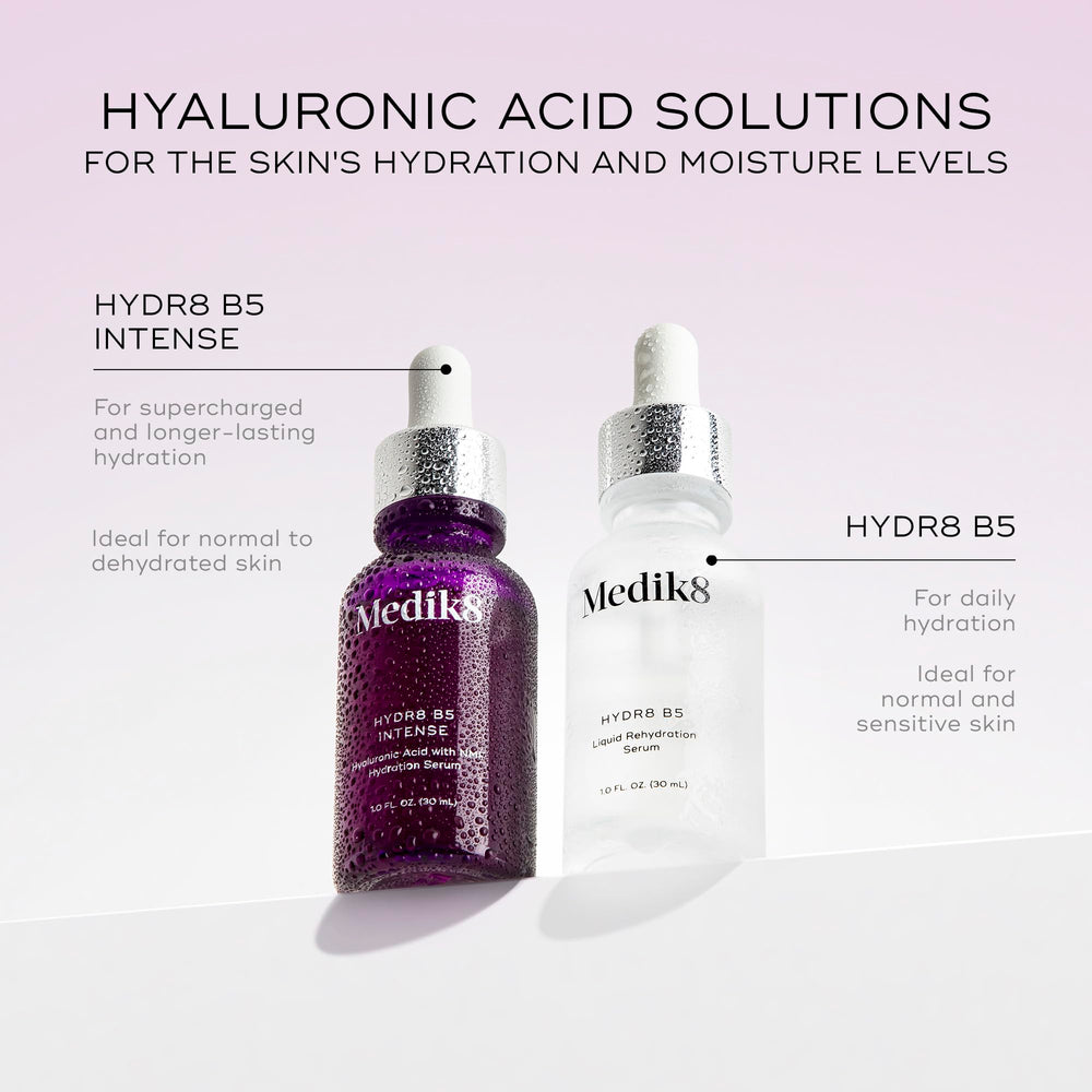 Medik8 Hydr8 B5 Intense – étiquette claire indiquant les actifs et les conseils d’utilisation.