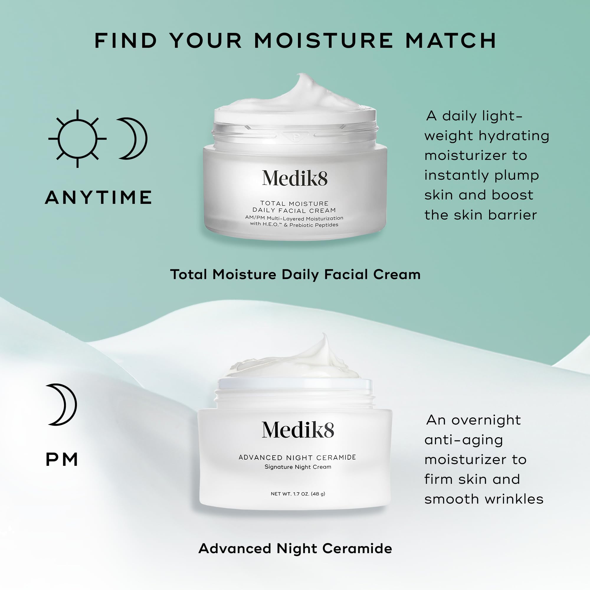 Medik8 Total Moisture base legere pour maquillage et protection quotidienne.