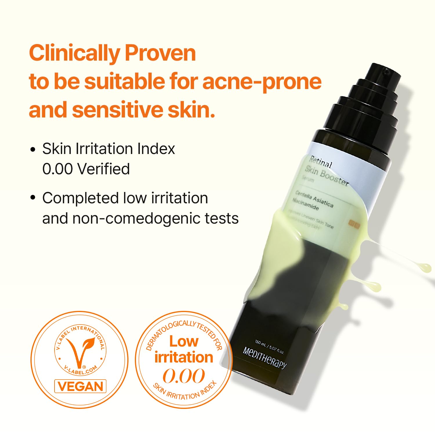 MEDITHERAPY Retinal Serum – Ingrédients Cica Biome pour peau sensible et apaisée.