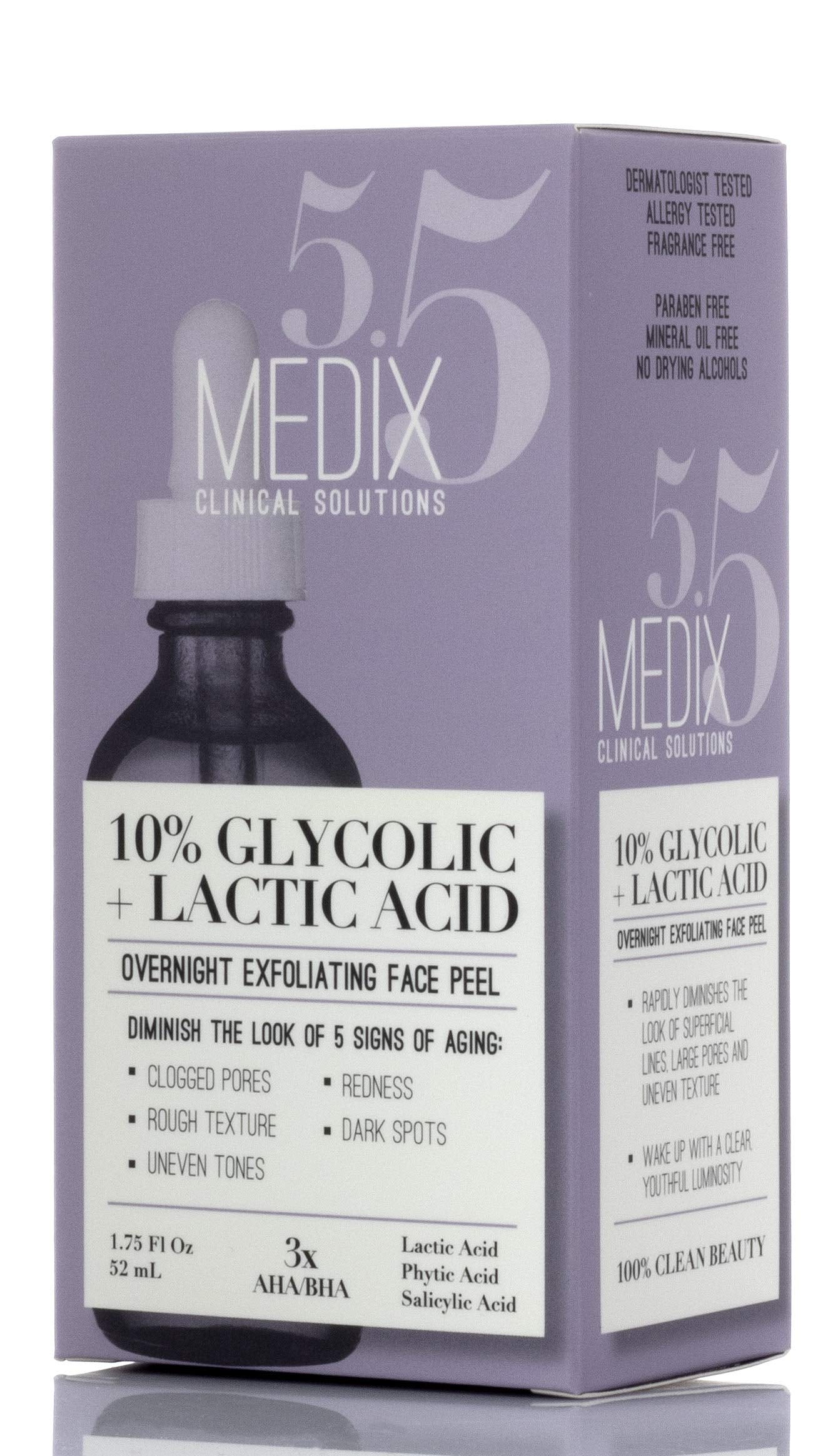 Application du sérum Medix 5.5 sur le visage pour une peau lumineuse.