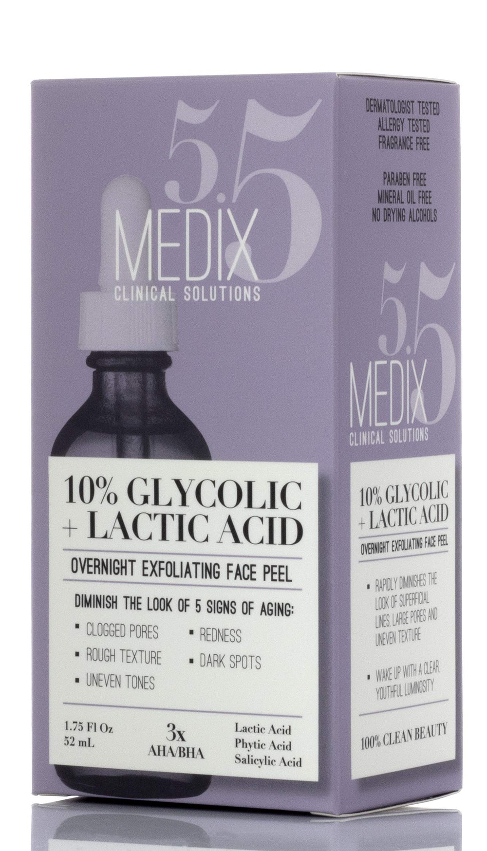 Application du sérum Medix 5.5 sur le visage pour une peau lumineuse.