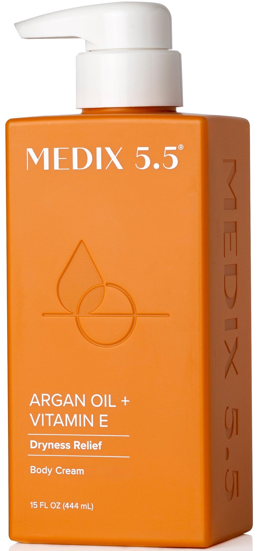 Crème Medix 5.5 à l'Argan et Vitamine E — bouteille visible, hydratation nourrissante pour le corps.