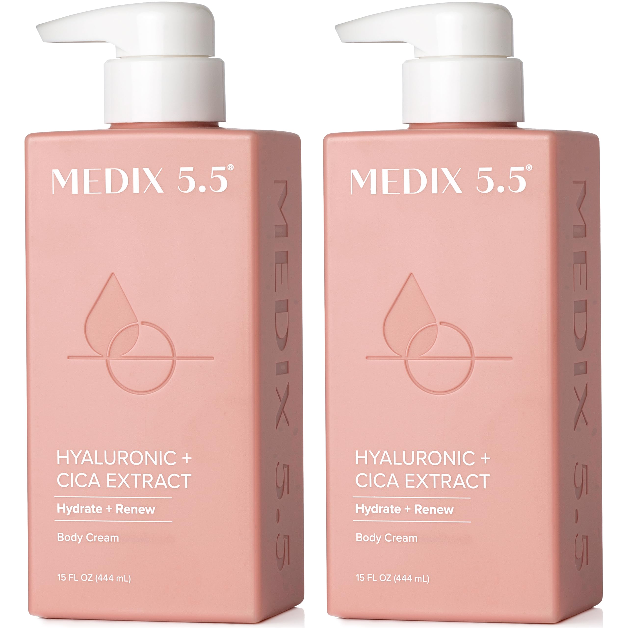 Medix 5.5 crème corps hyaluronique – bouteille pompe, hydratation durable.