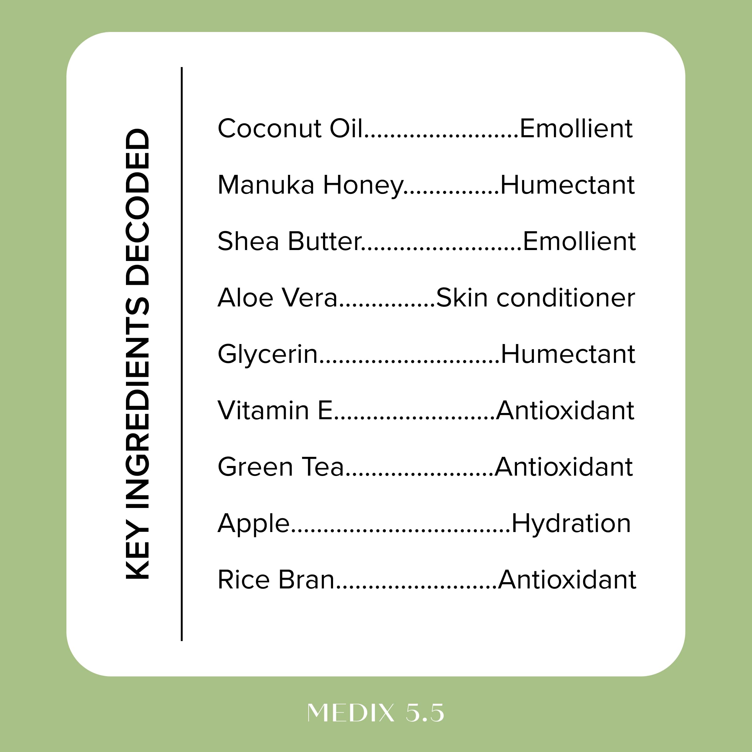Medix 5.5 Crème nourrissante coco Manuka pour le corps.