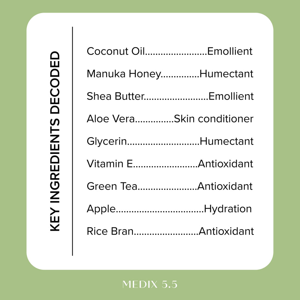 Medix 5.5 Crème nourrissante coco Manuka pour le corps.