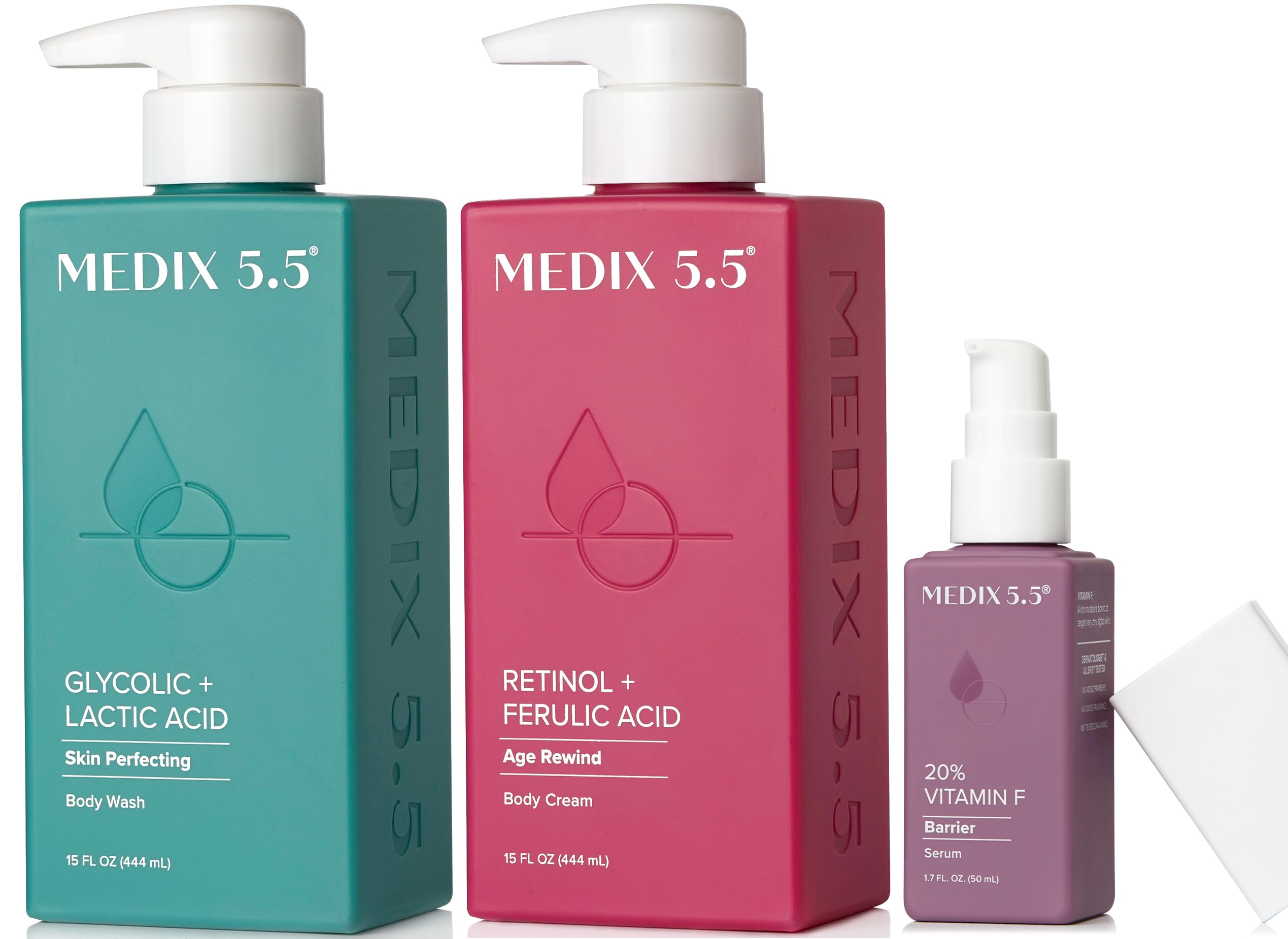 Medix 5.5 crème retinol corps en pompe, peau lisse et hydratée.