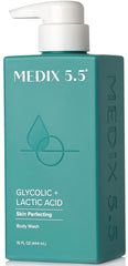 Medix 5.5 Douche exfoliante acide glycolique pour le corps, peau plus lisse.