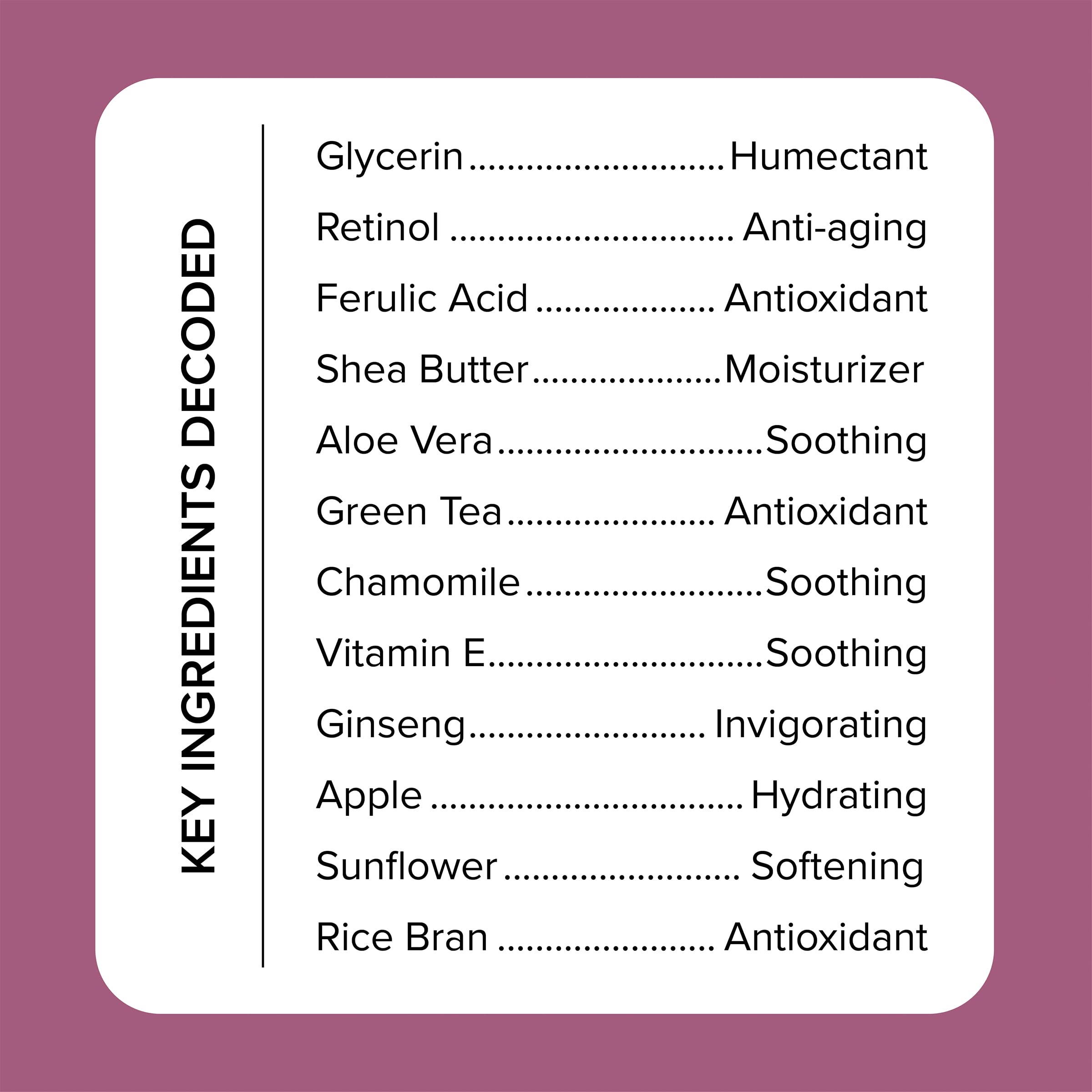 Ingrédients clés: thé vert, vitamine E et aloe vera.