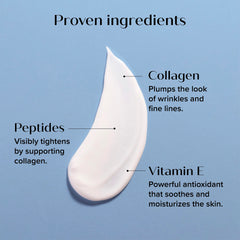 Peptides, karité et vitamine E pour peau nourrie et douce.