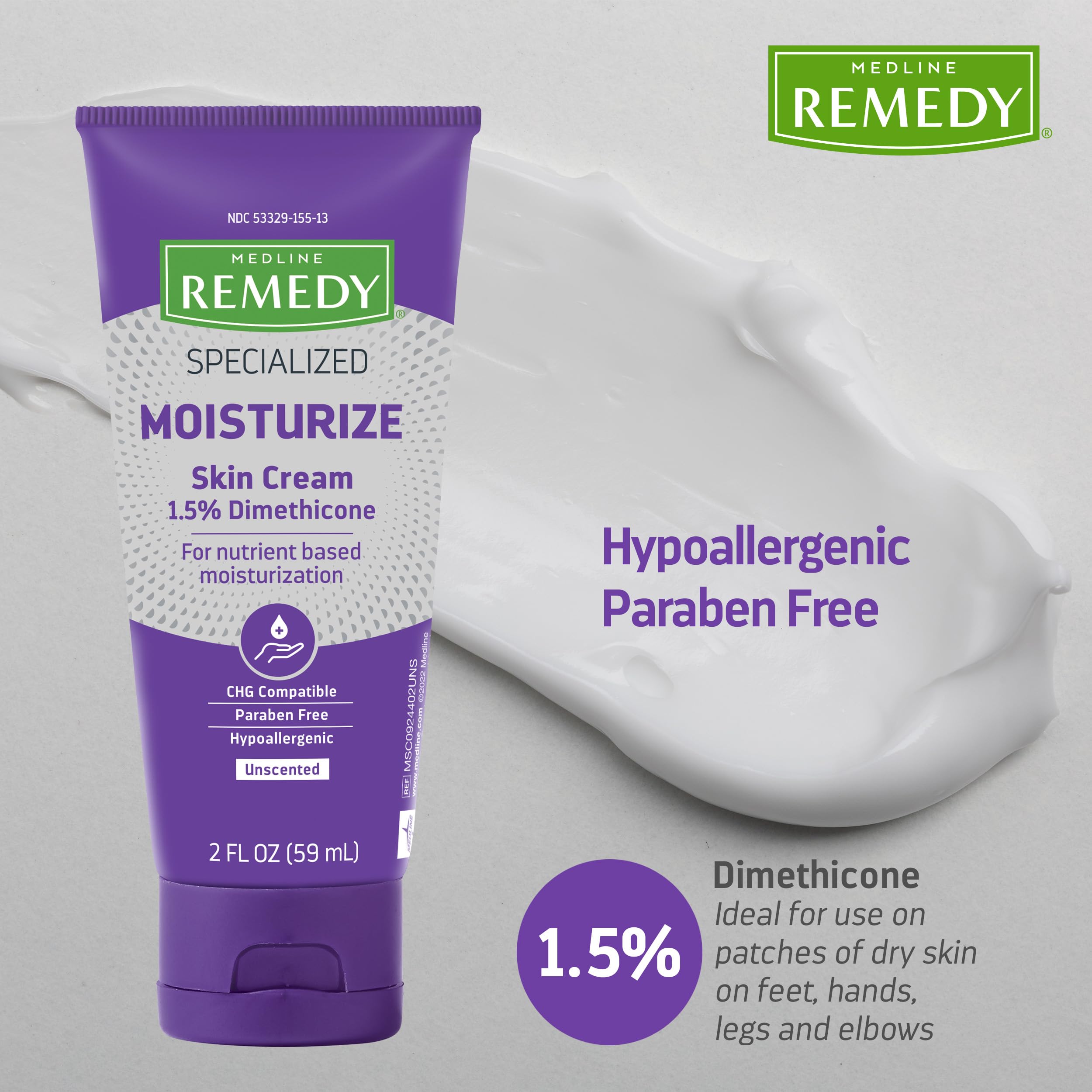 Medline Remedy émollients naturels et phospholipides pour réconfort de la peau.