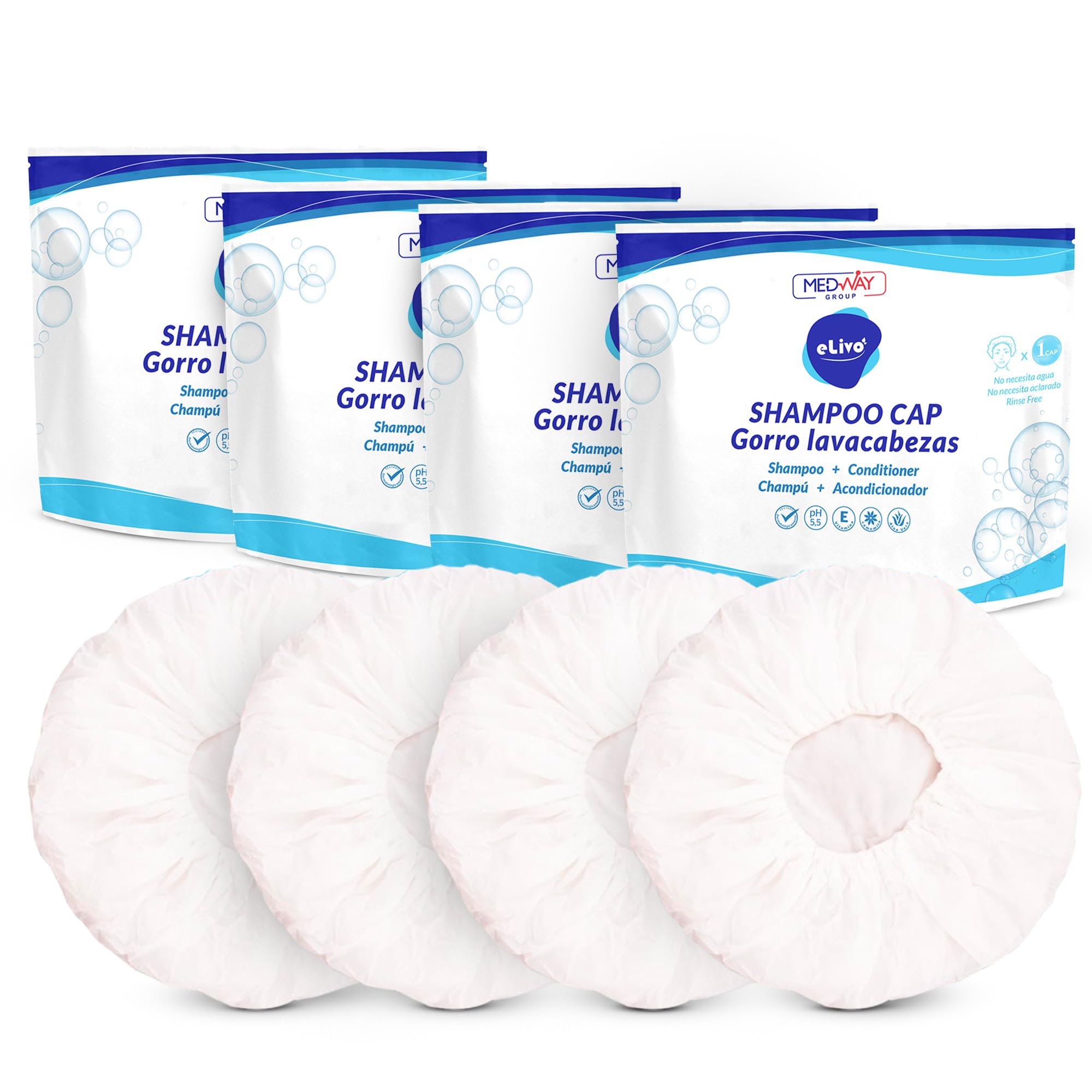 MedVance cap-shampoing-sans-rincage-lot-4, utilisation rapide sur les cheveux.