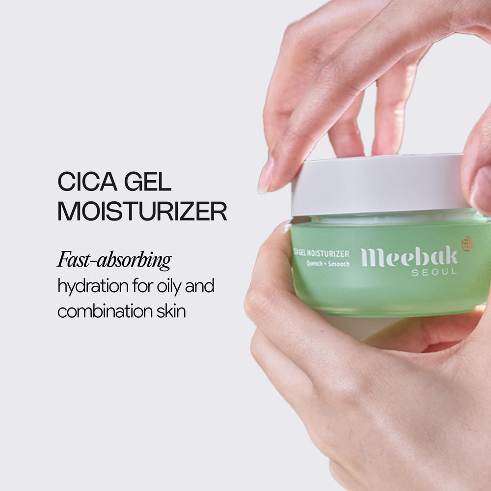 Meebak Cica Gel Visage Hyaluronique: effet rafraîchissant rapide et douceur.