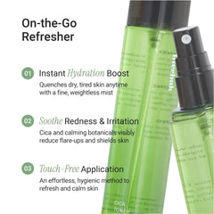 Meebak CICA Toner Spray, brume hydratante protégeant la peau des agressions quotidiennes.