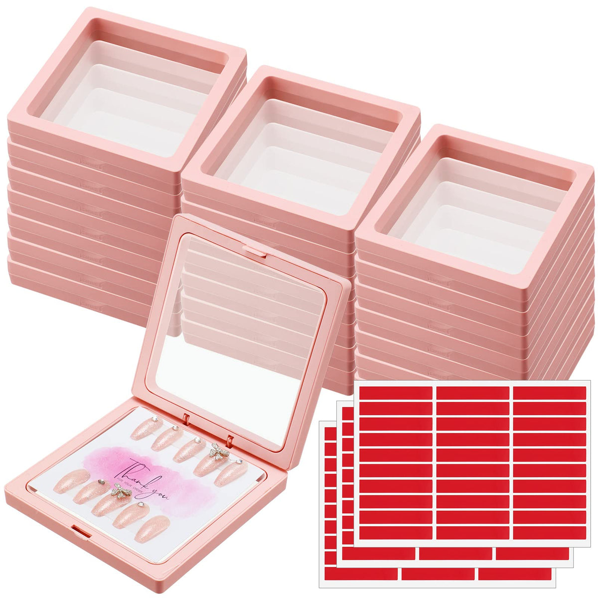 Meekoo boite-emballage pour ongles press-on rose pale facilite la présentation des ongles.