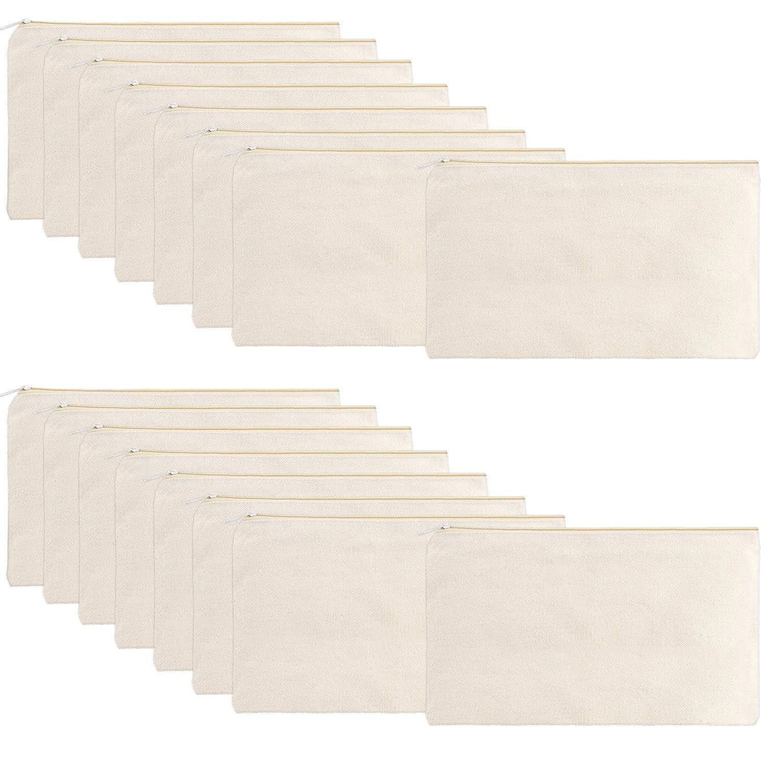 Meekoo lot de 16 pochettes en toile beige pour cosmétiques et petits objets
