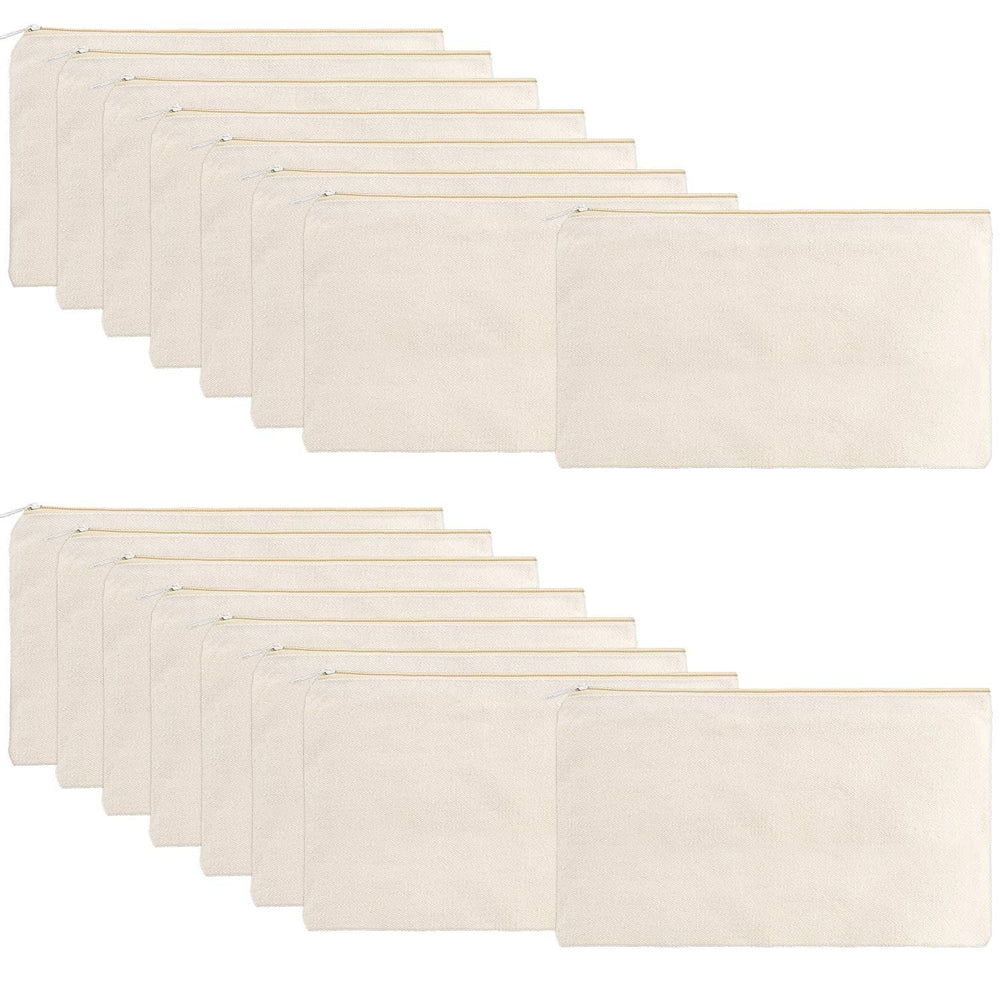 Meekoo lot de 16 pochettes en toile beige pour cosmétiques et petits objets