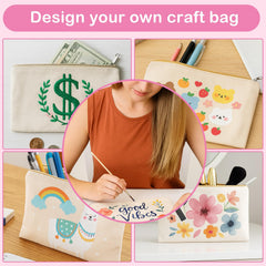 Pochette toile vierge Meekoo prête pour personnalisation DIY