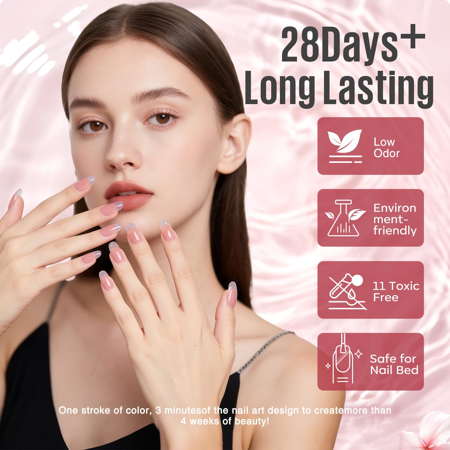 Échantillon rose MEFA Jelly Gel, douceur et couvrance maîtrisée.