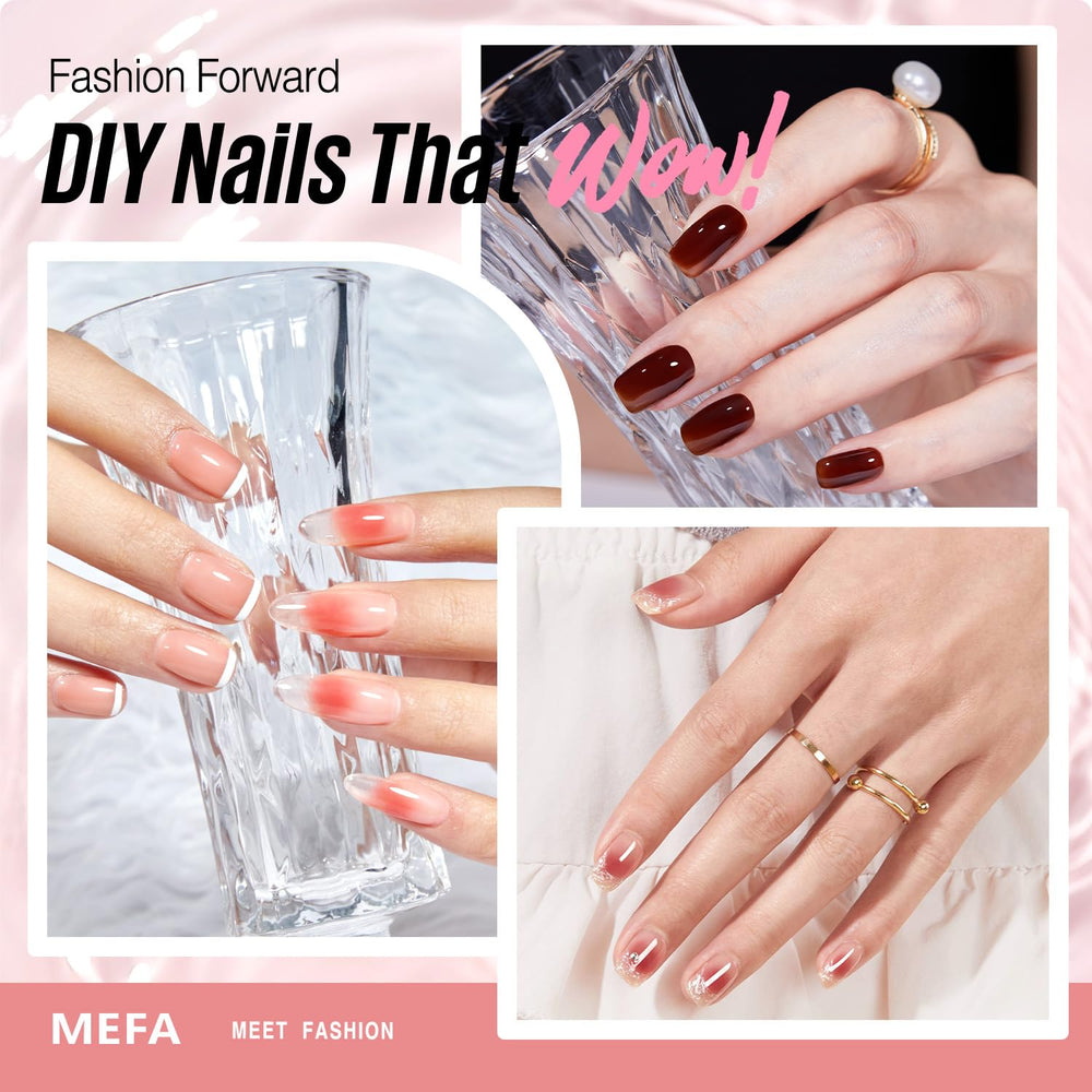 Vernis MEFA Jelly Gel rouge glitter, brillance festive.