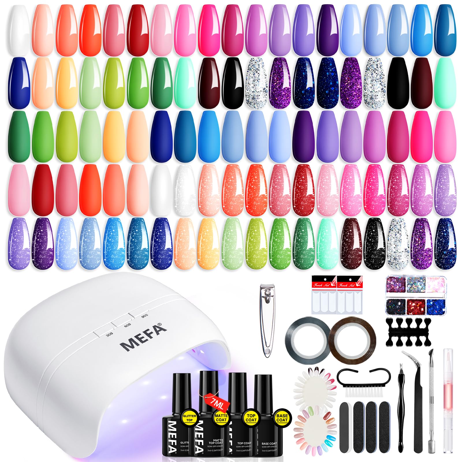 MEFA kit vernis gel avec lampe LED 72W pour séchage rapide et efficace