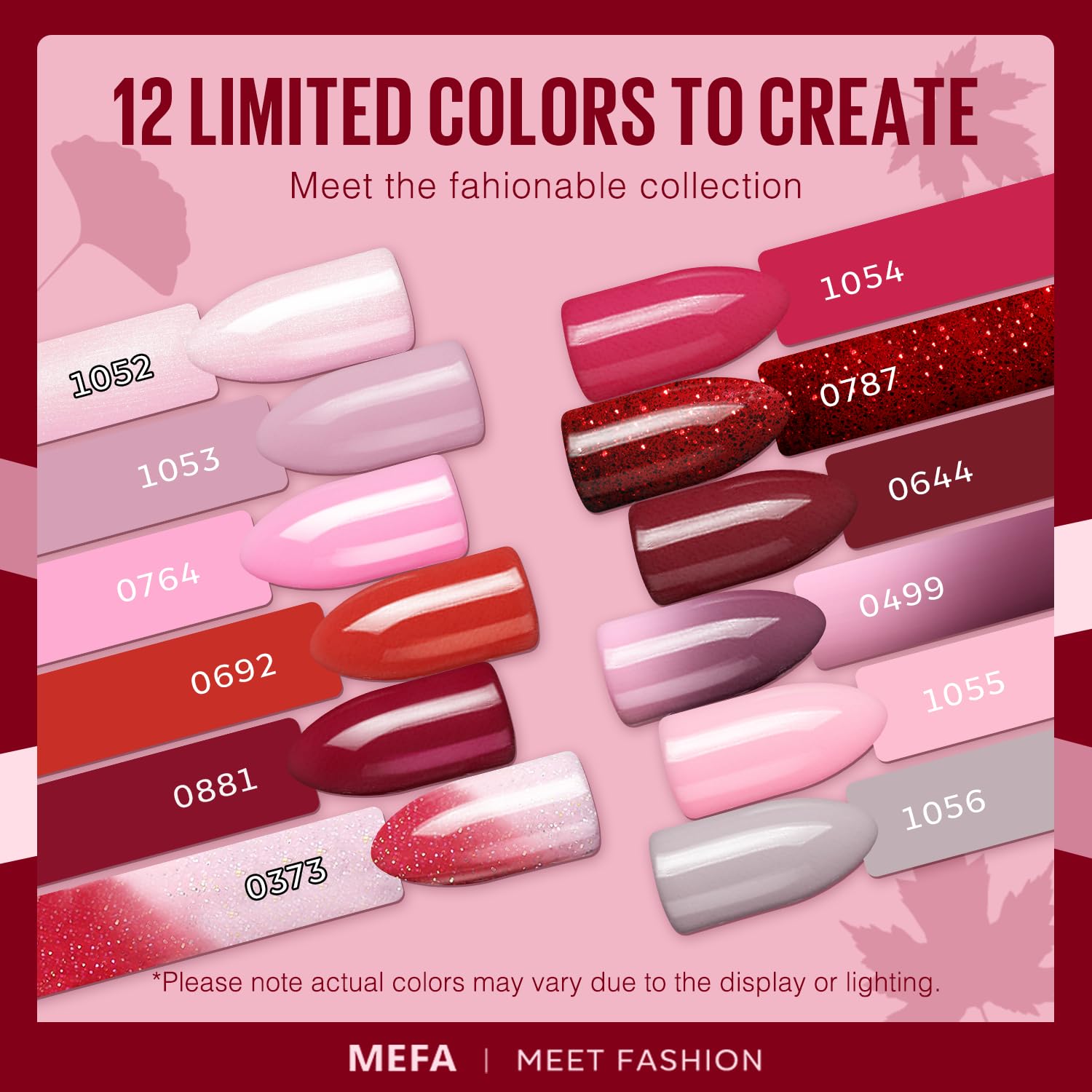 Vernis gel MEFA bouteille rouge Bourgogne brillant, tenue longue durée.