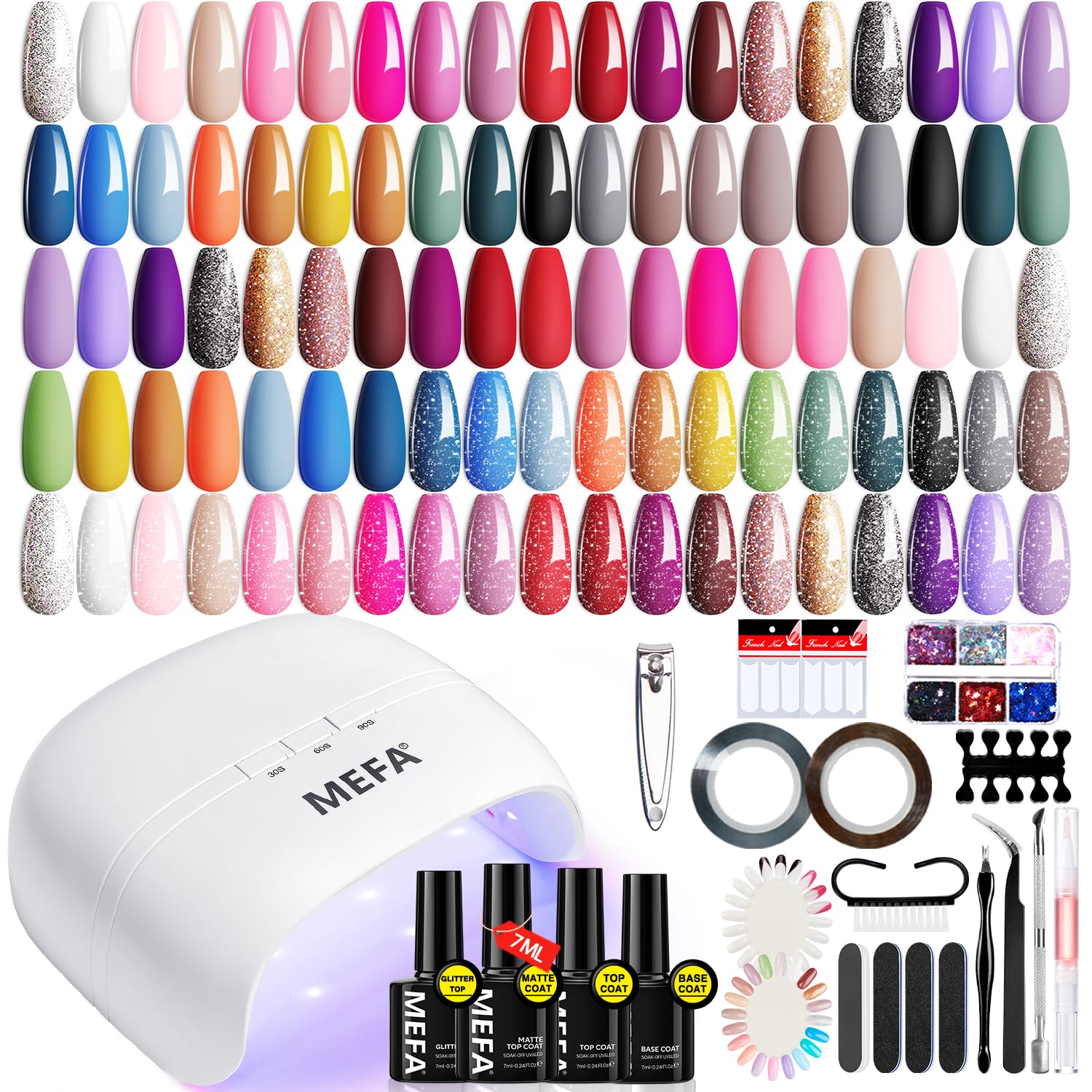 Kit MEFA Gel avec lampe UV 72 W, pratique à domicile pour des manucures.