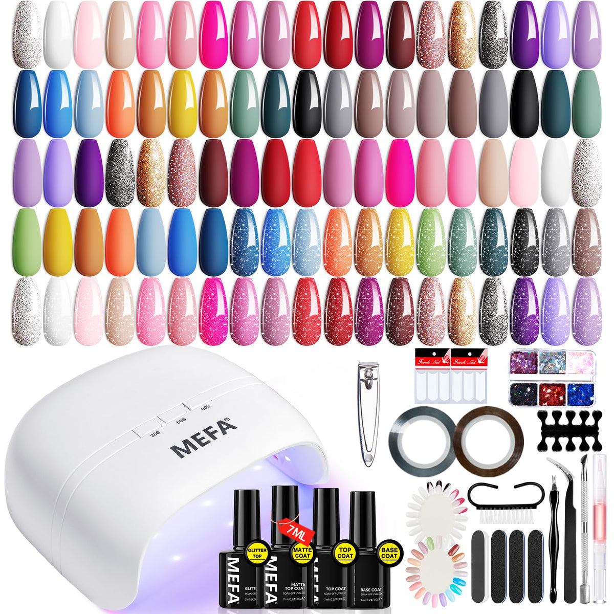 Kit MEFA Gel avec lampe UV 72 W, pratique à domicile pour des manucures.