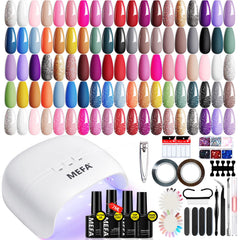 Kit MEFA Gel avec lampe UV 72 W, pratique à domicile pour des manucures.