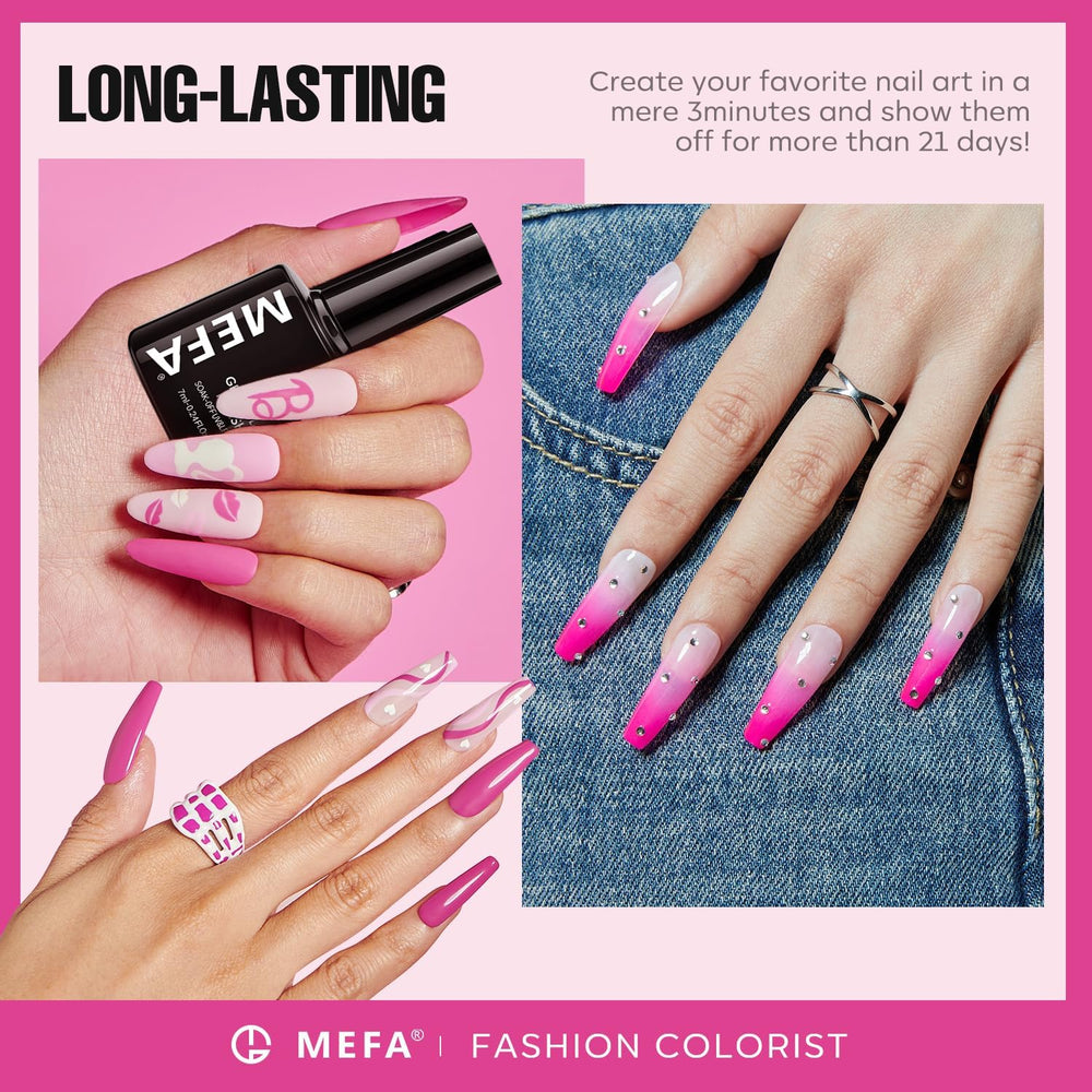 MEFA Vernis Gel Rose Pink : teinte douce idéale pour un look quotidien chic.