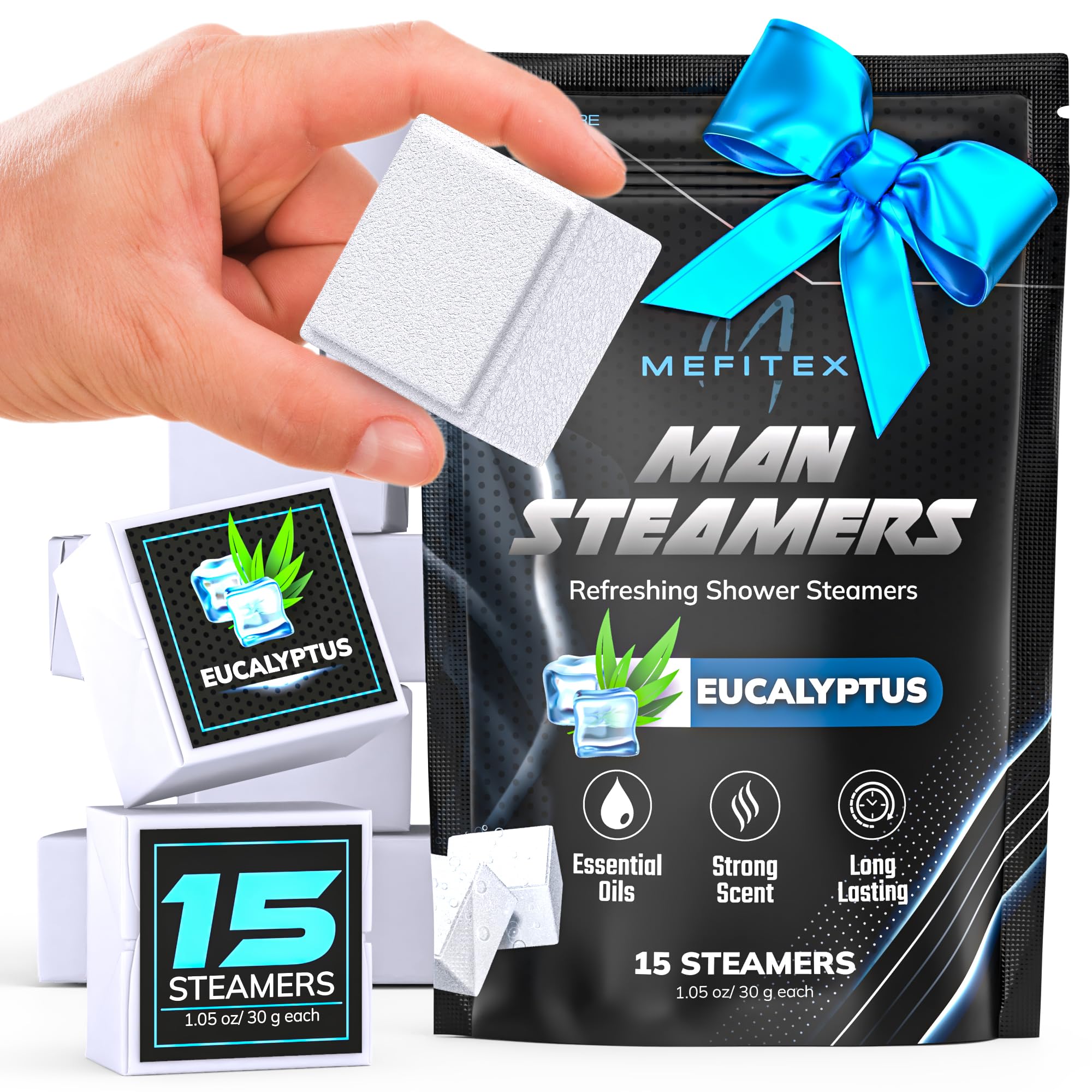 Mefitex bombes douche eucalyptus pack 15 – parfum intense pour démarrer la journée.