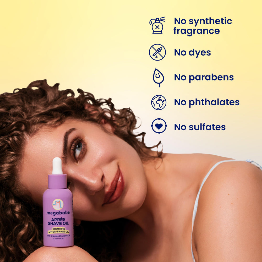 Megababe Après Shave Oil – soin bikini pour calmer l'irritation.