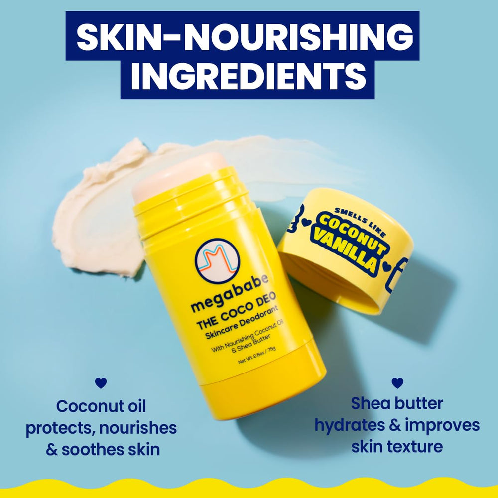 Megababe The Coco Deo : huile de coco nourrissante pour peau douce après l'épilation.
