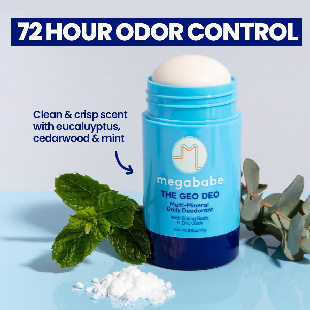 Megababe Geo Deo formule naturelle neutralisant les odeurs sans irritations.