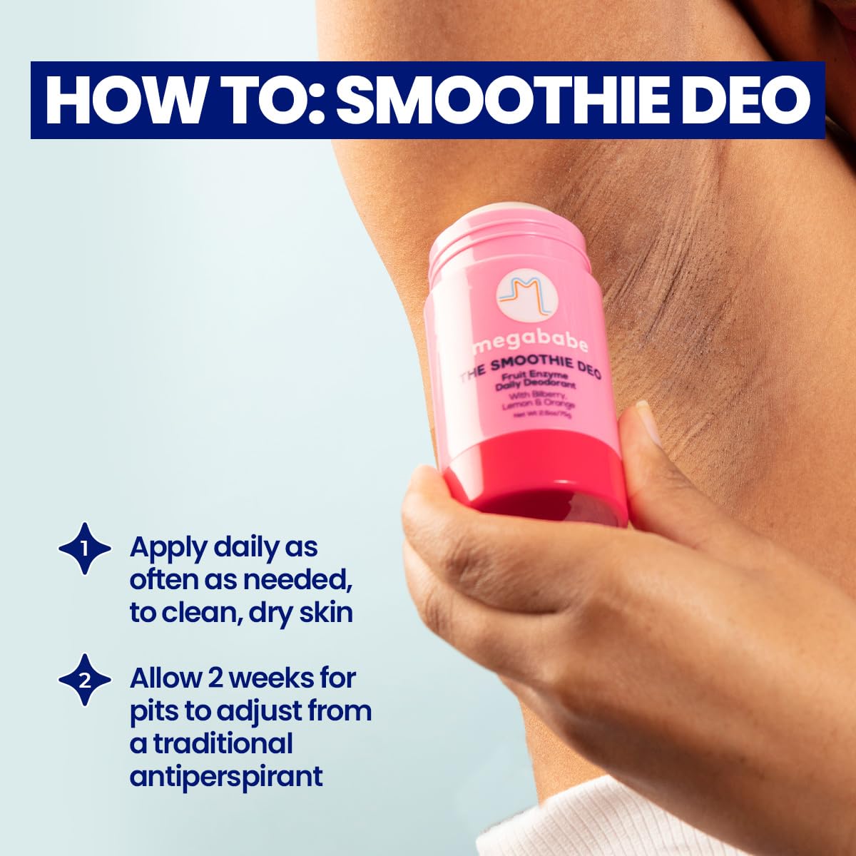 Megababe Smoothie Deo enzymes fruits équilibrant le pH.
