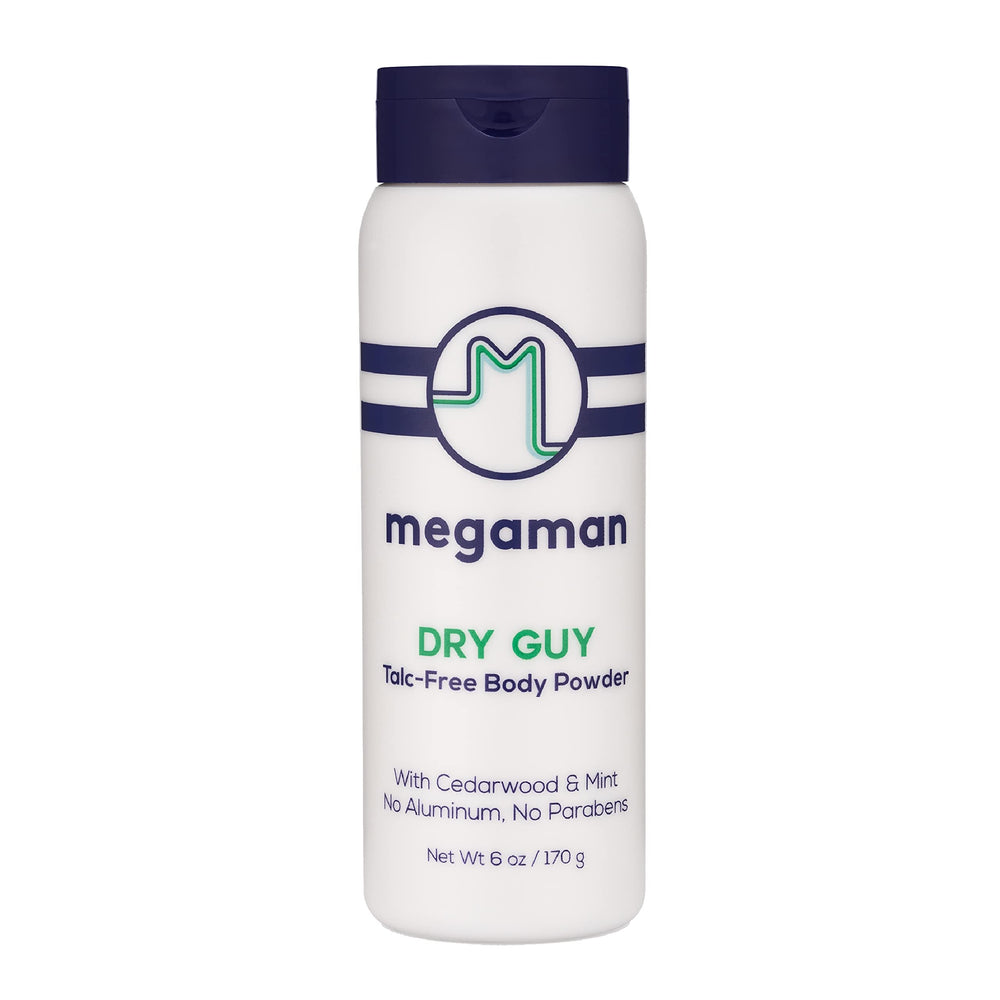 Megababe Dry Guy en emballage; poudre absorbante pour une fraîcheur durable.