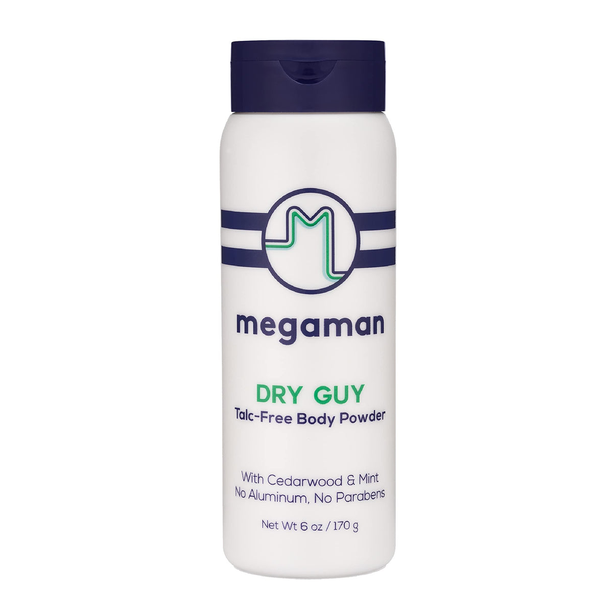 Megababe Dry Guy en emballage; poudre absorbante pour une fraîcheur durable.