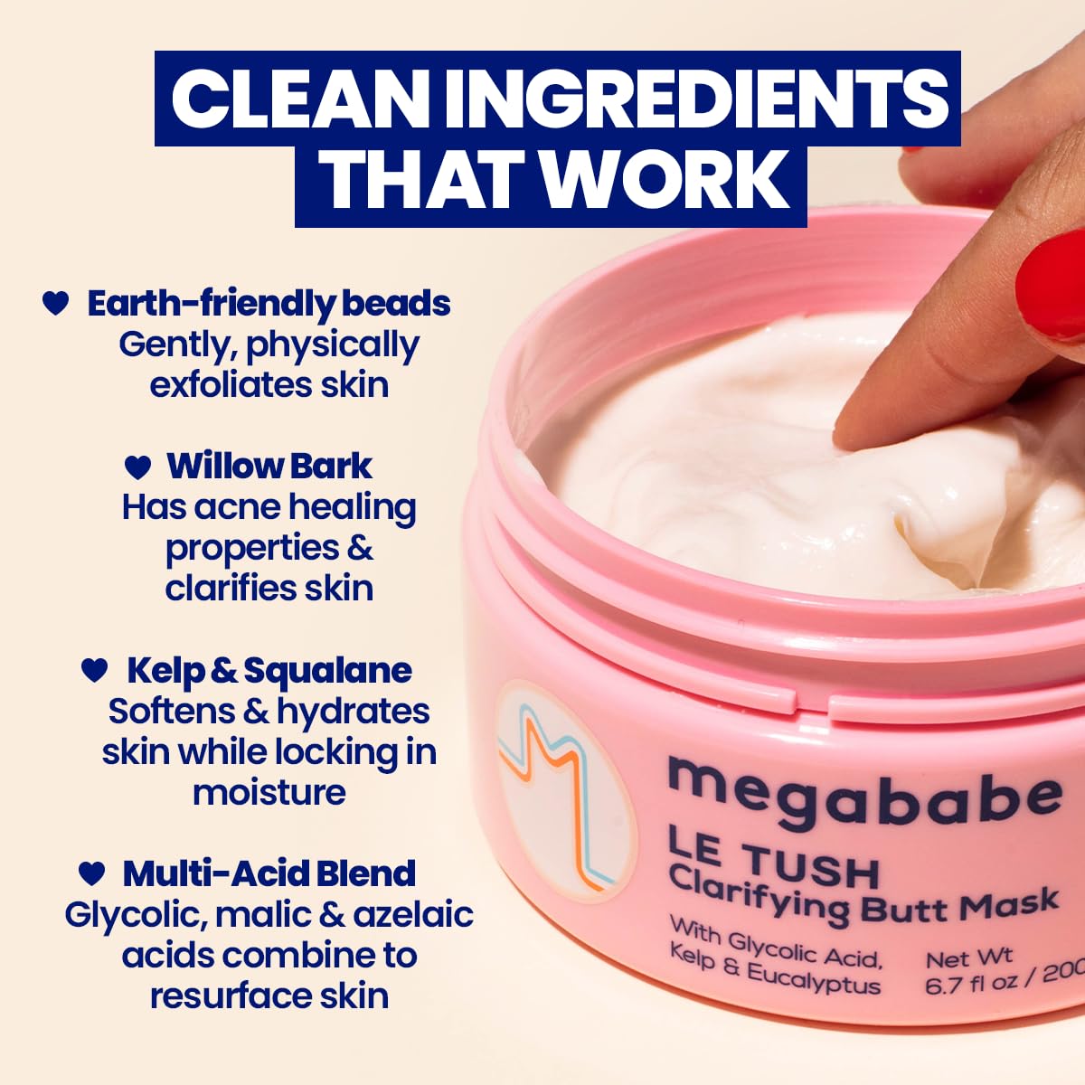 Megababe Le Tush – application sur peau, hydratation rapide et soin polyvalent