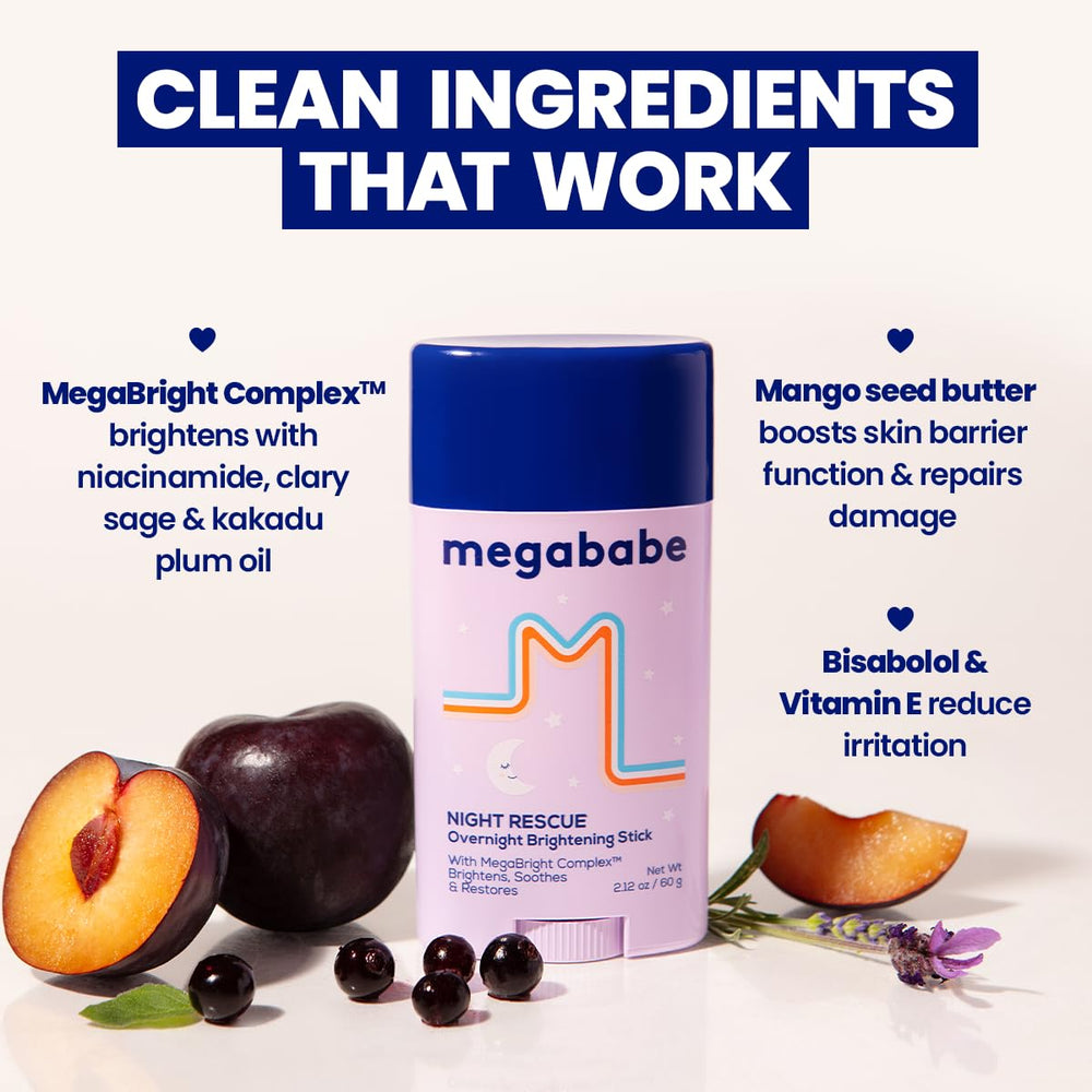 Megababe Night Rescue: MegaBright Complex avec des extraits éclaircissants.