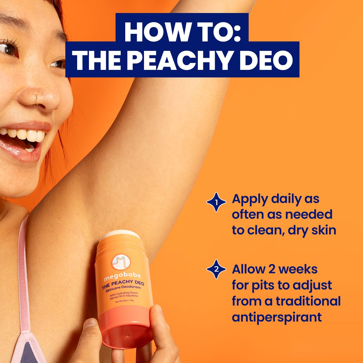 Megababe Peachy Deo – squalane pour la barrière cutanée et la douceur.