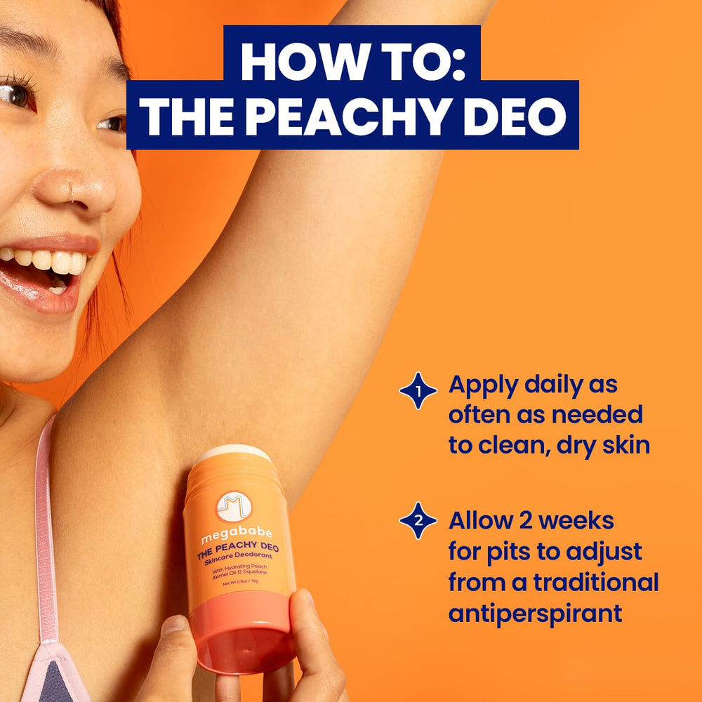 Megababe Peachy Deo – squalane pour la barrière cutanée et la douceur.