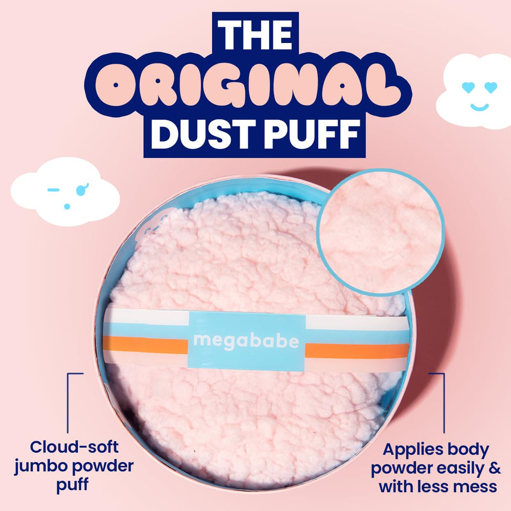 Megababe pouf poudre application multi-usages pour poudres et maquillage.